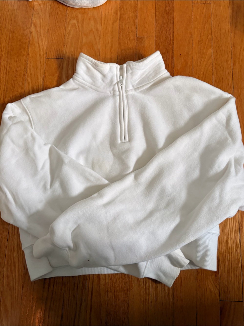 TNA cropped White half-zip crew neck